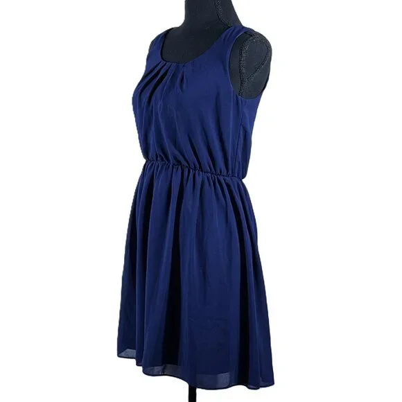 Navy Blue Fit & Flare Dress by "By & By", Extra Small - Picture 2 of 5